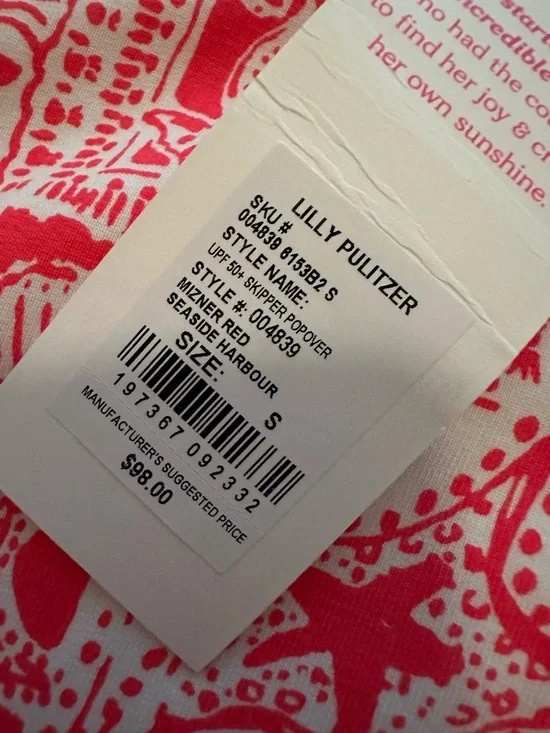 NEW! Lilly Pulitzer Skipper Popover. Mizner Red. S. NWT - Picture 6 of 6